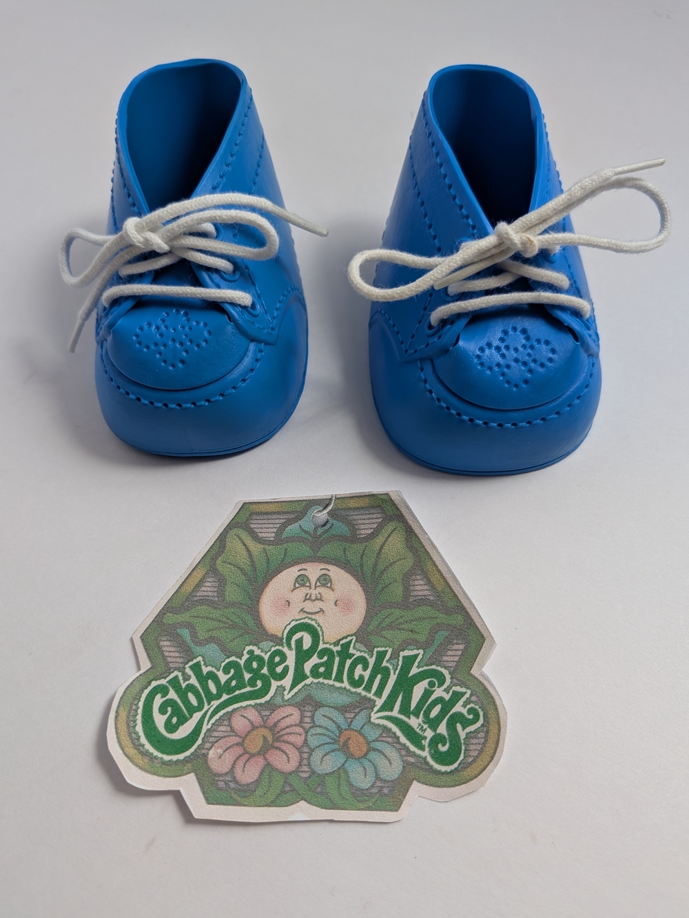 Cabbage Patch Kids Doll Shoes Blue Lace Ups Vtg CPK